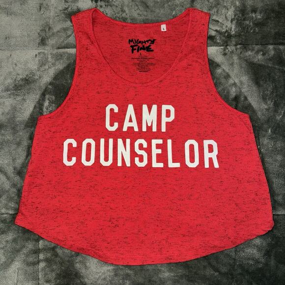 Mighty Fine CAMP COUNSELOR Tank Top Size Large Red Casual Graphic - Picture 4 of 7